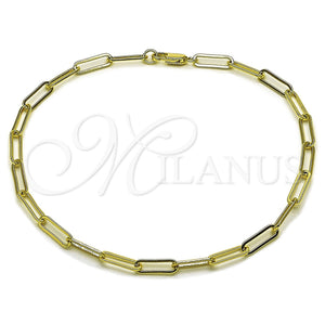 Oro Laminado Fancy Anklet, Gold Filled Style Paperclip Design, Polished, Golden Finish, 04.213.0332.10 (04 MM Thickness, 10 Inches Length)