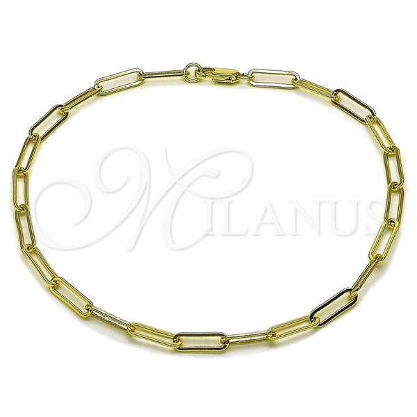 Oro Laminado Fancy Anklet, Gold Filled Style Paperclip Design, Polished, Golden Finish, 04.213.0332.10 (04 MM Thickness, 10 Inches Length)