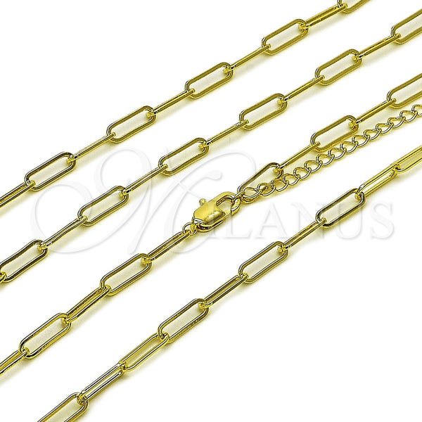 Oro Laminado Fancy Necklace, Gold Filled Style Paperclip Design, Polished, Golden Finish, 04.213.0332.18 (04 MM Thickness, 18 Inches Length)