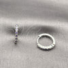 Rhodium Gold Filled Huggie Hoop, with Amethyst Cubic Zirconia, Polished, Rhodium Finish, 02.438.0006.15