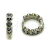 Rhodium Gold Filled Huggie Hoop, Heart Design, with Multicolor Micro Pave, Polished, Rhodium Finish, 02.438.0008.14