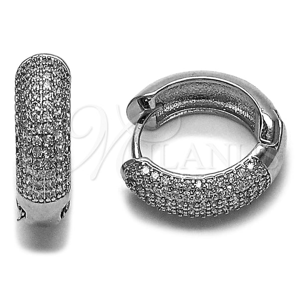 Rhodium Gold Filled Huggie Hoop, with White Micro Pave, Polished, Rhodium Finish, 02.438.0011.20