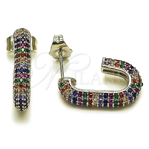 Rhodium Gold Filled Medium Hoop, with Multicolor Micro Pave, Polished, Rhodium Finish, 02.438.0014.12