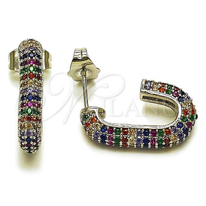 Rhodium Gold Filled Medium Hoop, with Multicolor Micro Pave, Polished, Rhodium Finish, 02.438.0014.12