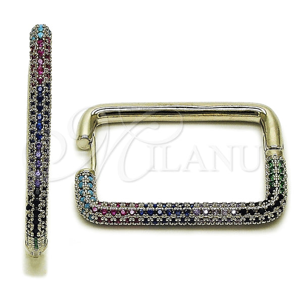 Rhodium Gold Filled Huggie Hoop, with Multicolor Micro Pave, Polished, Rhodium Finish, 02.438.0015.25