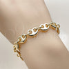 Oro Laminado Fancy Bracelet, Gold Filled Style Heart Design, Polished, Golden Finish, 03.415.0026.07 (09 MM Thickness, 8 Inches Length)