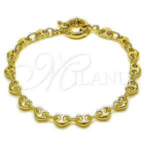 Oro Laminado Fancy Bracelet, Gold Filled Style Heart Design, Polished, Golden Finish, 03.415.0027.07 (06 MM Thickness, 8 Inches Length)