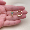 Oro Laminado Huggie Hoop, Gold Filled Style Baguette Design, with Multicolor Cubic Zirconia, Polished, Golden Finish, 02.413.0008.18