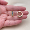 Oro Laminado Huggie Hoop, Gold Filled Style Baguette Design, with Sapphire Blue Cubic Zirconia, Polished, Golden Finish, 02.413.0008.3.18