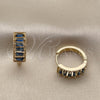 Oro Laminado Huggie Hoop, Gold Filled Style Baguette Design, with Sapphire Blue Cubic Zirconia, Polished, Golden Finish, 02.413.0008.3.18