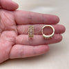 Oro Laminado Huggie Hoop, Gold Filled Style Baguette Design, with Amethyst Cubic Zirconia, Polished, Golden Finish, 02.413.0008.4.18