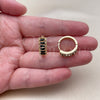 Oro Laminado Huggie Hoop, Gold Filled Style Baguette Design, with Black Cubic Zirconia, Polished, Golden Finish, 02.413.0008.5.18