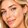Oro Laminado Huggie Hoop, Gold Filled Style Bamboo Design, with White Micro Pave, Polished, Two Tone, 02.297.0008.20