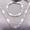 Stainless Steel Necklace and Bracelet, Cross Design, Polished, Steel Finish, 06.116.0010.1.22