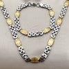 Stainless Steel Necklace and Bracelet, Cross Design, Polished, Two Tone, 06.116.0006.2.22