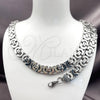 Stainless Steel Necklace and Bracelet, Greek Key Design, Polished, Steel Finish, 06.363.0035.22