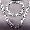 Stainless Steel Necklace and Bracelet, Greek Key Design, Polished, Steel Finish, 06.363.0035.22