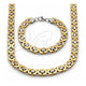 Stainless Steel Necklace and Bracelet, Greek Key Design, Polished, Two Tone, 06.363.0035.1.22