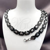 Stainless Steel Necklace and Bracelet, Greek Key Design, Polished, Two Tone, 06.363.0035.3.22