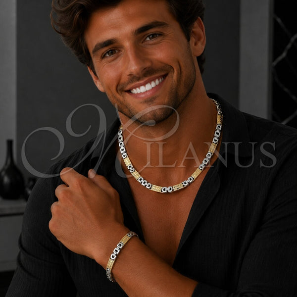 Stainless Steel Necklace and Bracelet, Infinite Design, Polished, Two Tone, 06.116.0007.2.22