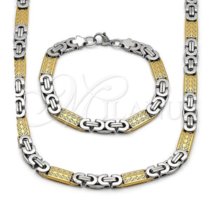 Stainless Steel Necklace and Bracelet, Infinite Design, Polished, Two Tone, 06.116.0007.2.22