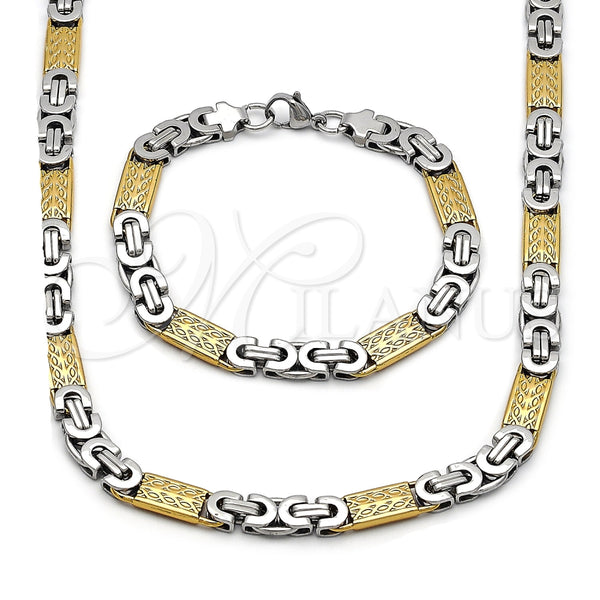 Stainless Steel Necklace and Bracelet, Infinite Design, Polished, Two Tone, 06.116.0007.2.22