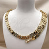 Stainless Steel Necklace and Bracelet, Greek Key Design, Polished, Golden Finish, 06.116.0217.22