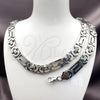 Stainless Steel Necklace and Bracelet, Greek Key Design, Polished, Steel Finish, 06.116.0218.2.22