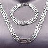 Stainless Steel Necklace and Bracelet, Greek Key Design, Polished, Steel Finish, 06.116.0218.2.22