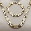 Stainless Steel Necklace and Bracelet, Polished, Golden Finish, 06.363.0031.2.22
