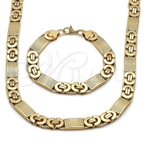 Stainless Steel Necklace and Bracelet, Polished, Golden Finish, 06.363.0031.2.22