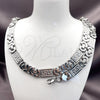 Stainless Steel Necklace and Bracelet, Greek Key Design, Polished, Steel Finish, 06.116.0219.22