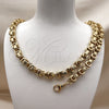 Stainless Steel Necklace and Bracelet, Greek Key Design, Polished, Golden Finish, 06.116.0220.22