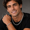 Stainless Steel Necklace and Bracelet, Greek Key Design, Polished, Steel Finish, 06.116.0220.1.22