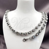 Stainless Steel Necklace and Bracelet, Greek Key Design, Polished, Steel Finish, 06.116.0220.1.22