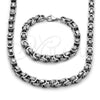 Stainless Steel Necklace and Bracelet, Greek Key Design, Polished, Steel Finish, 06.116.0220.1.22