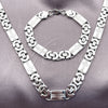 Stainless Steel Necklace and Bracelet, Cross Design, Polished, Steel Finish, 06.116.0221.22