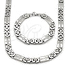 Stainless Steel Necklace and Bracelet, Cross Design, Polished, Steel Finish, 06.116.0221.22