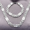 Stainless Steel Necklace and Bracelet, Jesus Design, Polished, Steel Finish, 06.116.0222.22