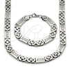 Stainless Steel Necklace and Bracelet, Jesus Design, Polished, Steel Finish, 06.116.0222.22