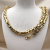 Stainless Steel Necklace and Bracelet, Greek Key Design, Polished, Golden Finish, 06.116.0223.22