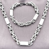 Stainless Steel Necklace and Bracelet, Polished, Steel Finish, 06.116.0224.22