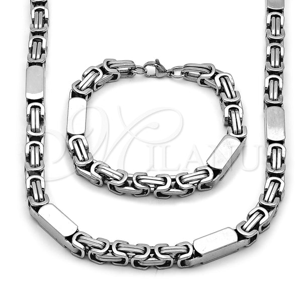 Stainless Steel Necklace and Bracelet, Polished, Steel Finish, 06.116.0224.22