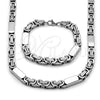 Stainless Steel Necklace and Bracelet, Polished, Steel Finish, 06.116.0224.22