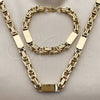 Stainless Steel Necklace and Bracelet, Polished, Golden Finish, 06.116.0224.1.22