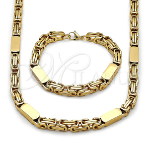 Stainless Steel Necklace and Bracelet, Polished, Golden Finish, 06.116.0224.1.22
