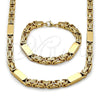Stainless Steel Necklace and Bracelet, Polished, Golden Finish, 06.116.0224.1.22