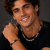 Stainless Steel Necklace and Bracelet, Greek Key Design, Polished, Two Tone, 06.116.0050.3.22