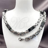 Stainless Steel Necklace and Bracelet, Greek Key Design, Polished, Two Tone, 06.116.0050.3.22