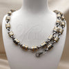 Stainless Steel Necklace and Bracelet, Paperclip Design, Polished, Two Tone, 06.116.0013.1.22